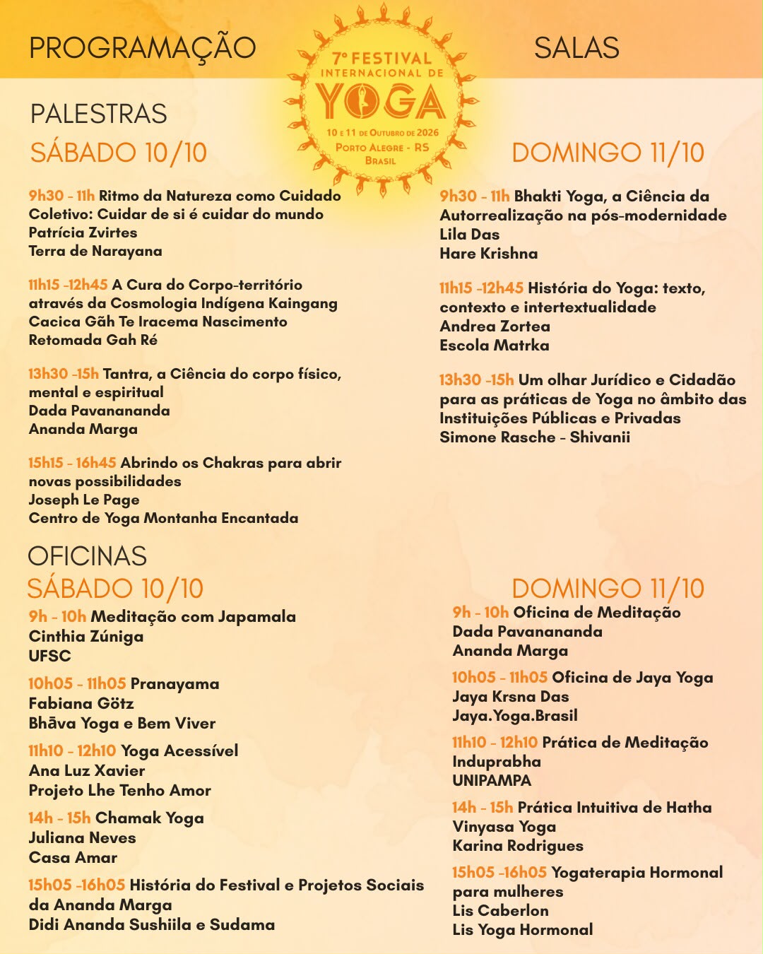 Programação do 6° Festival de Yoga - 2025