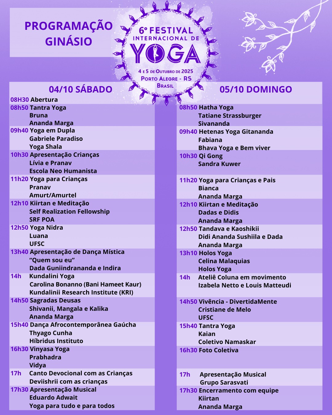 Programação do 6° Festival de Yoga - 2025
